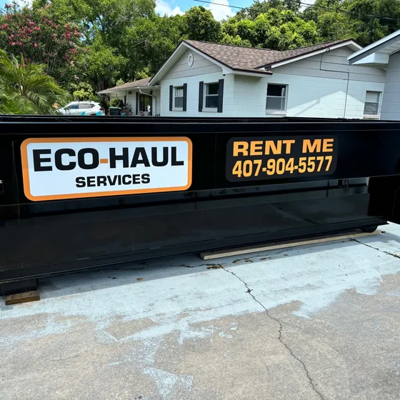 Eco Haul dumpster delivered in a customer driveway