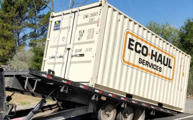 Eco Haul storage container on a delivery trailer